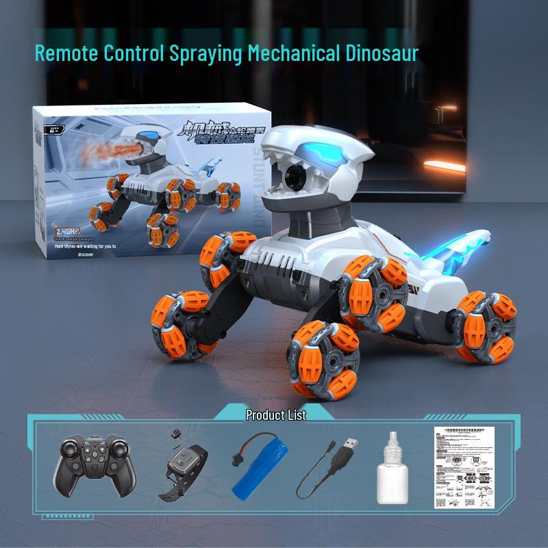 Gesture-Control Dinosaur Stunt Car: 8-Wheel Drift, Spray, Lights & Music Toy