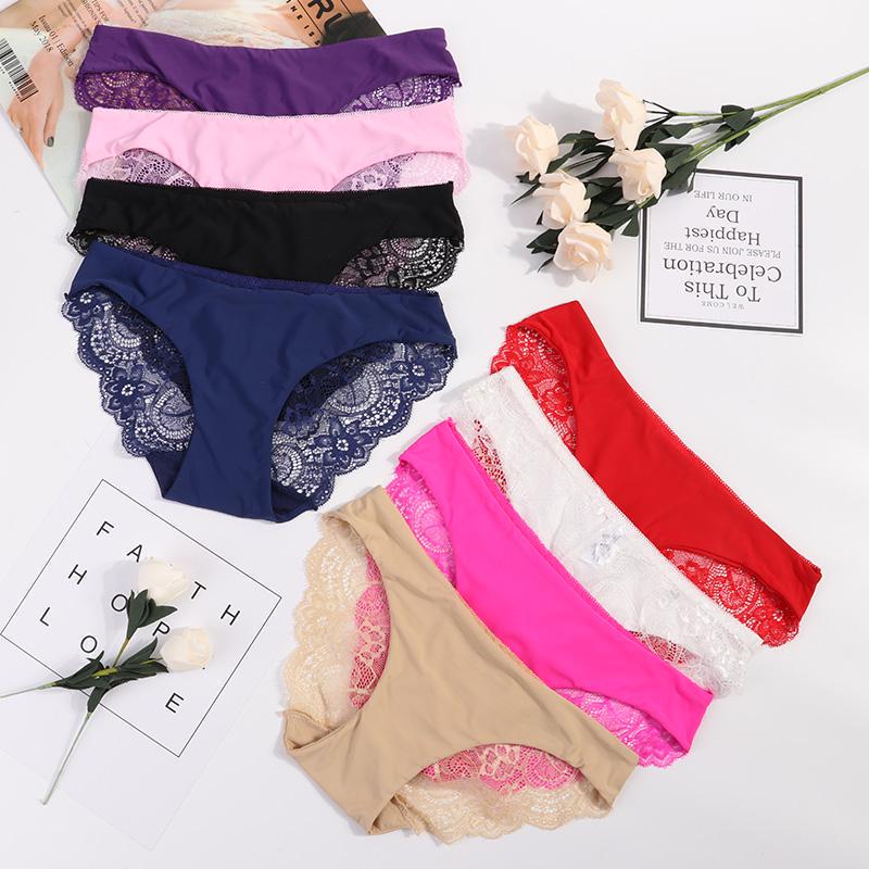 Damen Sexy Spitzenhöschen Nahtlose Slips Unterwäsche Atmungsaktive hohle Dreiecksunterhose