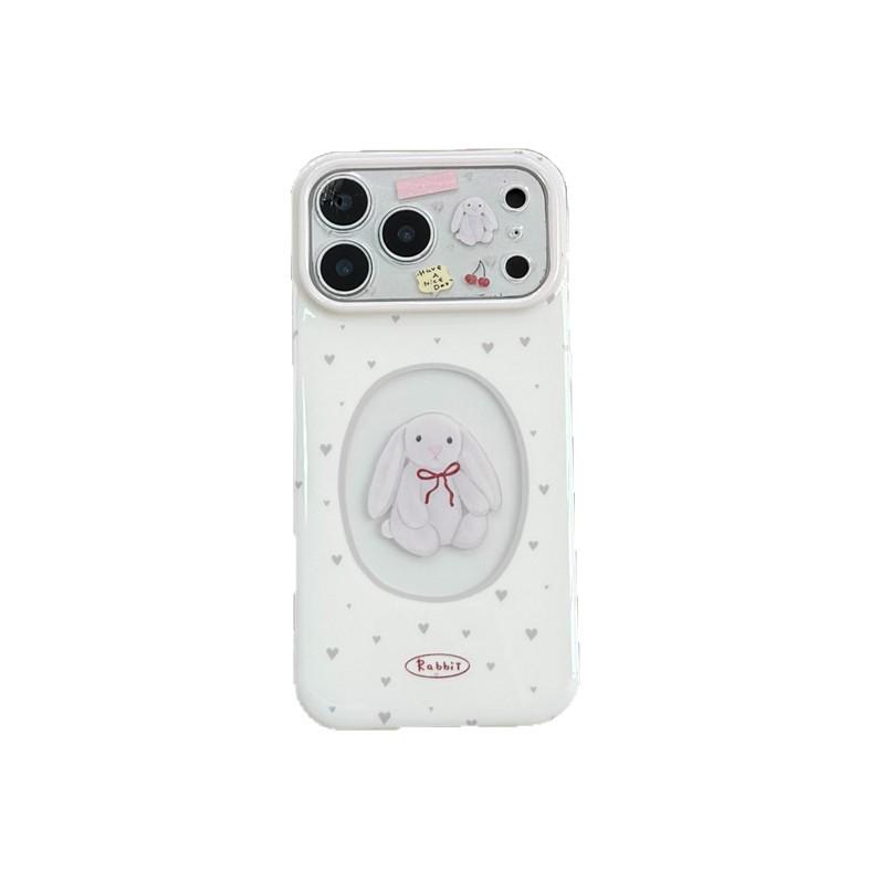 Cartoon Bunny Heart Cutout iPhone 17/16 Pro Max/15 Pro Case