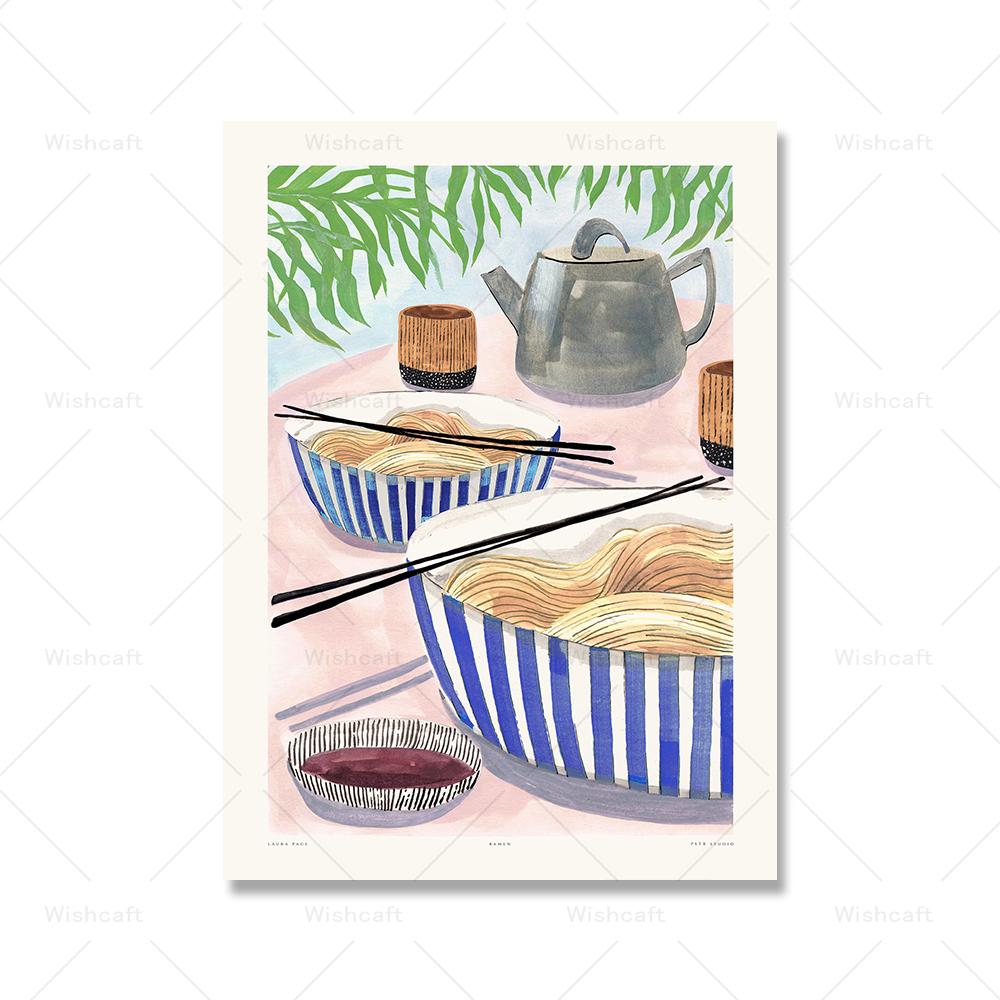 

Суши Рамен кофе утренний постер и принт скандинавская еда фотографии кухня столовая ресторан настенная живопись холст Декор 21x30cm No Framed