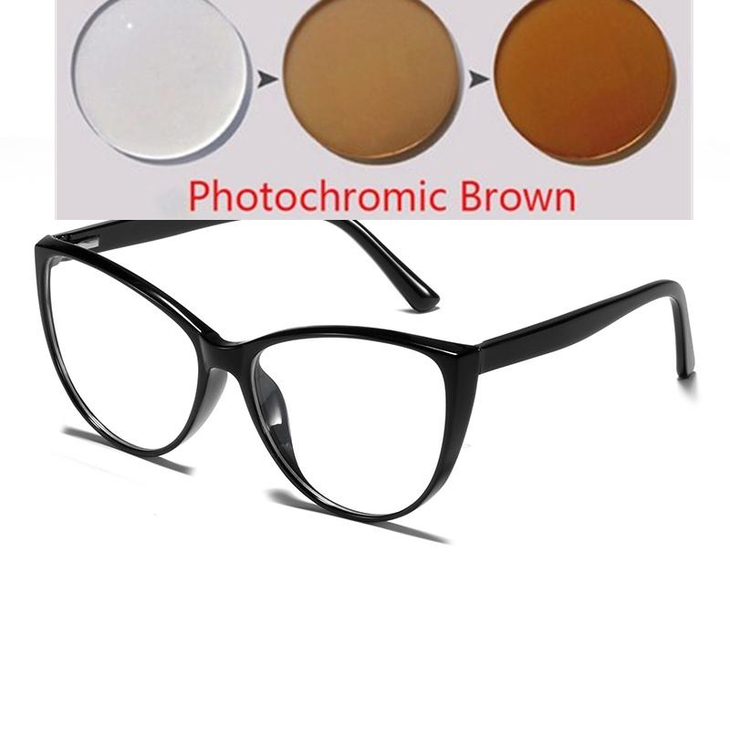 Big Frame Anti Blue Rays Cat Eye Nearsighted Glasses For Women TR90 Spring Leg Prescription Eyeglasses 0 -0.5 -0.75 To -6.0