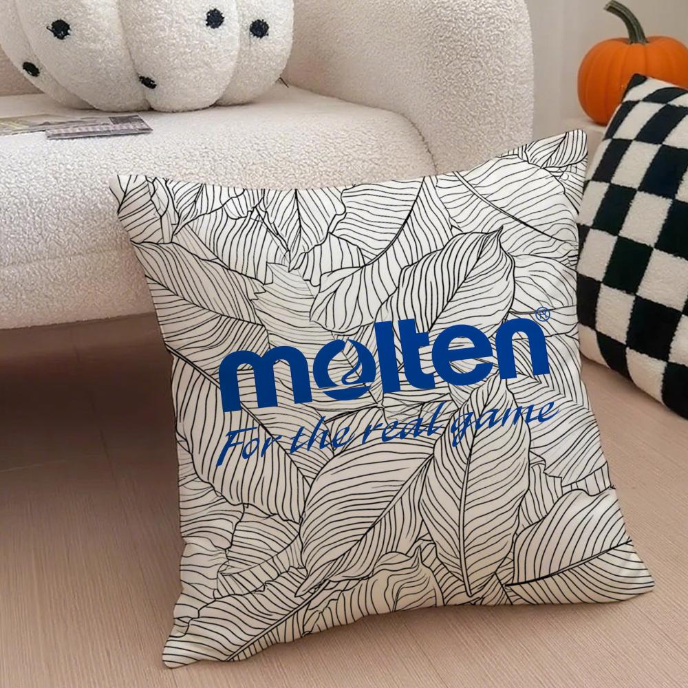 MMolten logo Cushion Cover Throw Pillow Cover Hidden Button Durable Polyester Chair Cushion