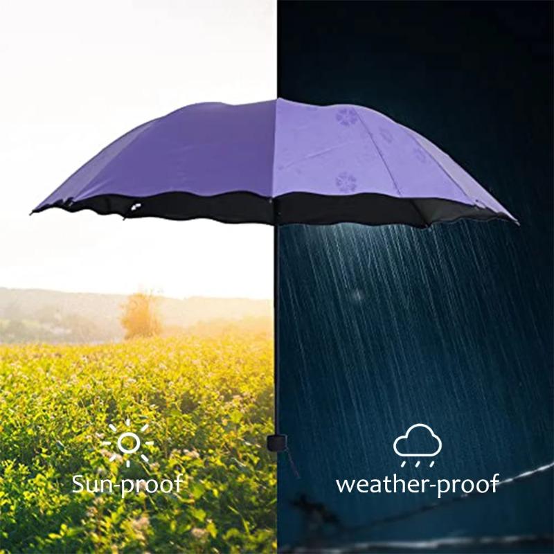Portable Magic Folding Umbrella, Rainwater Pattern Windproof Sunshade Umbrella, UV Protection Outdoor Sports Umbrella,Lightweigh
