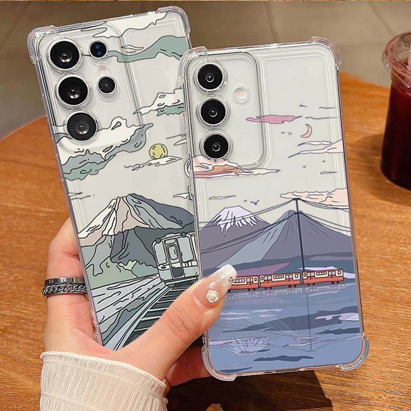 Mountain Train Pattern Phone Case For Samsung Galaxy S26 S25 S24 S23 Ultra S22 Plus S21 S24 S25 FE Clear Shockproof Soft Cover