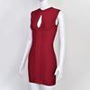 Elegant Sleeveless Burgundy Striped Bandage Dress - Low Cut & Stretchy Women's Fashion