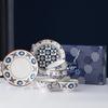 ZISIZ Hua Yuan Underglaze Ceramic Dinnerware Gift Set - 4 Bowls, 2 Plates