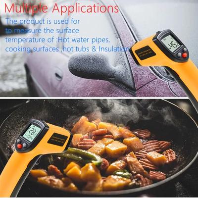 Infrarotthermometer, Tragbares Temperaturmessgerät für Kochen, Pizzaofen, Grill & Motor - Laser-Oberflächentemperaturleser