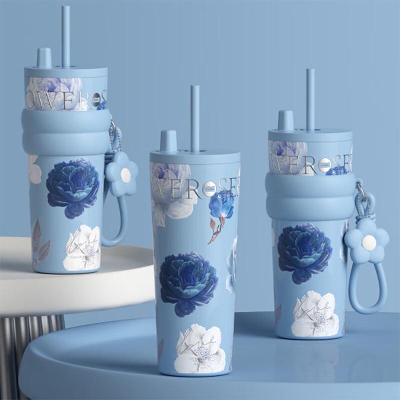 Shidajia Aurora Blossom 710ml Stainless Steel Straw Tumbler