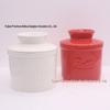 Ceramic Butter Dish with Embossed Logo - Blue Lid Set for Butter, Cheese, and Tallow Storage