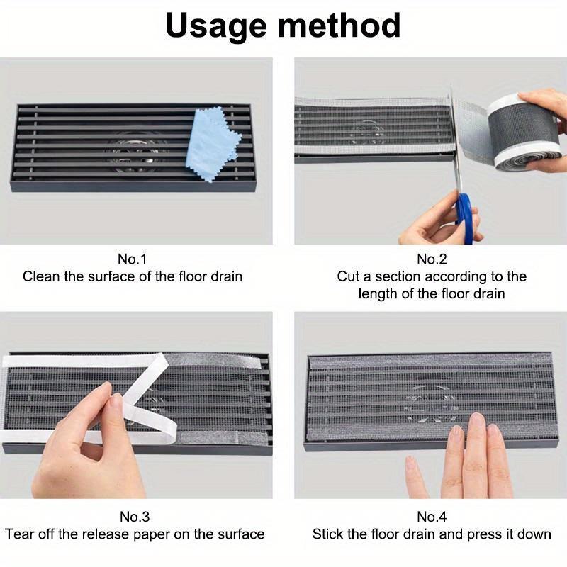 5M Cutable Shower Drain Hair Catcher Self-Adhesive Floor Drain Stickers Disposable Mesh Sink Strainer Filter For Bathroom