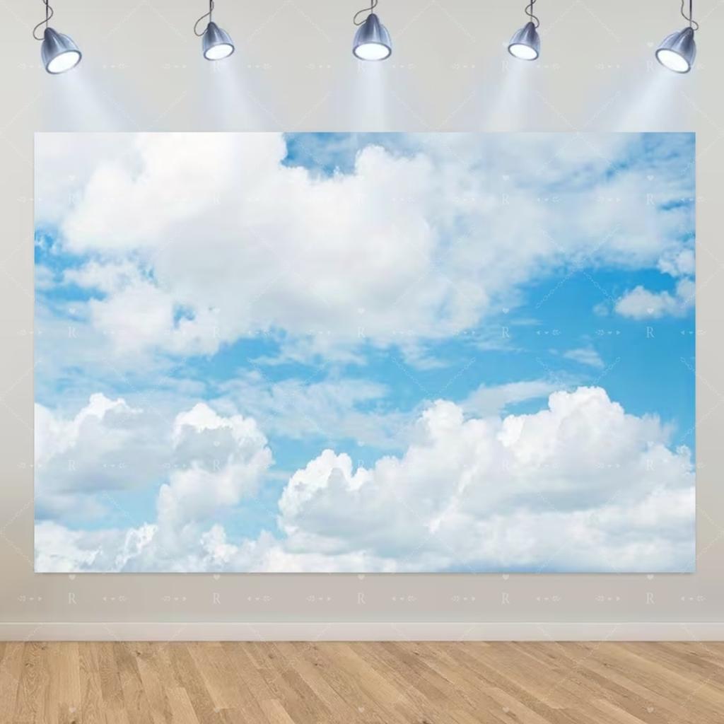 Blue Sky White Cloud Background Natural Landscape Home Party Decoration Backdrop Portrait Photography Banner Baby Shower Props