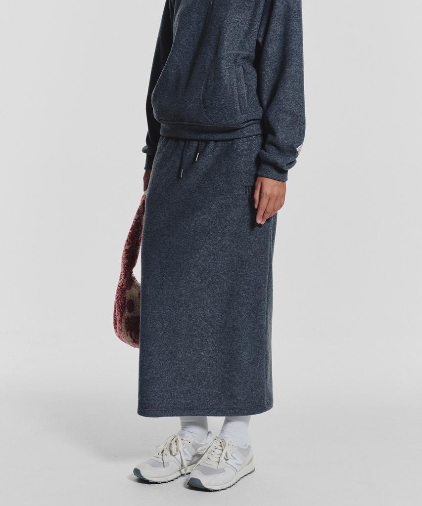 Minasu Terry Fleece Long Skirt_Charcoal