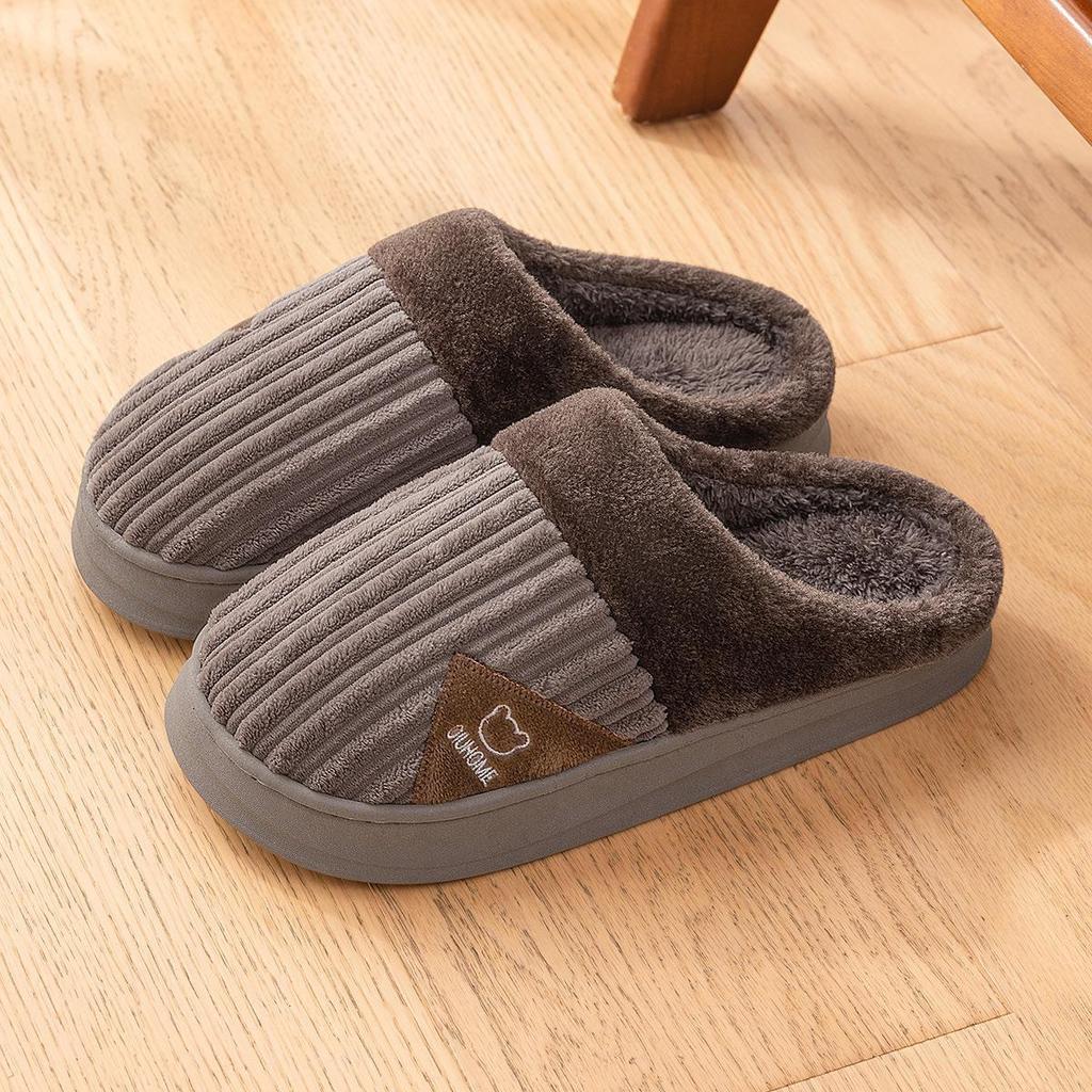 Men’s Waterproof Non-Slip Winter Slippers - Warm Fur Lined Cotton Shoes for Indoors