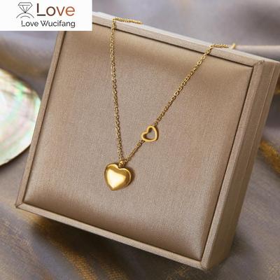 Stainless Steel Heart Pendant Necklace For Women Gold Color Fine Chain  Trend Romantic Gift New Fashion Jewelry