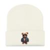 European and American New Autumn and Winter Hats, Women's Bear Printed Knitted Hats, Sleeves, Outdoor Warm Wool Hats, Men