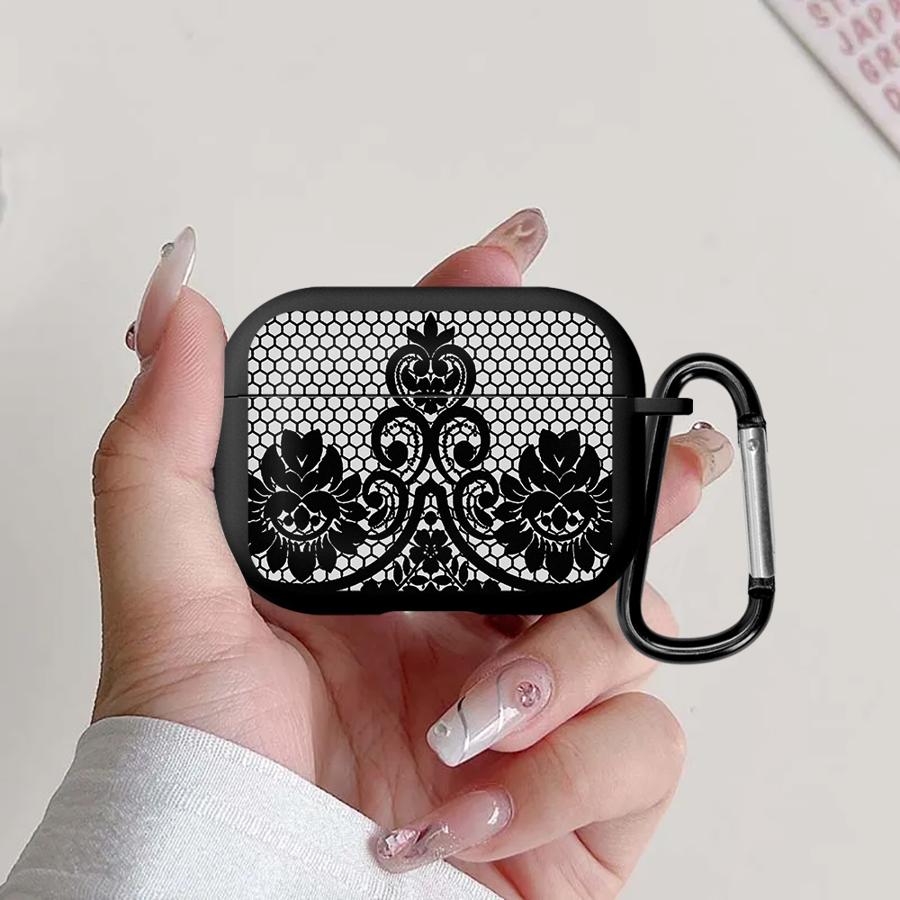 Earphone Cases Cover Case For Airpods 2 4 3 1 Pro2 Pro3 Pro Black Fashion Cool Lace