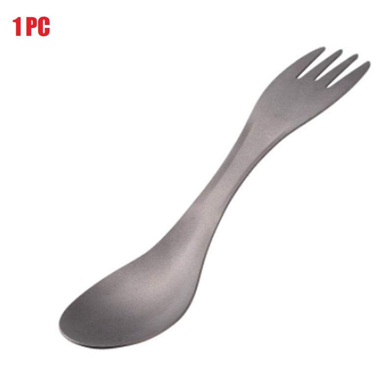 

1/2PCS Ultra-light Titanium Spoon Super Hard 2 in 1 Fork Spoon Outdoor Camping Traveling Hiking Picnic Tableware Survival Tools