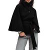 Women's Autumn/Winter Stand-Up Collar Cloak with Button Waist Belt
