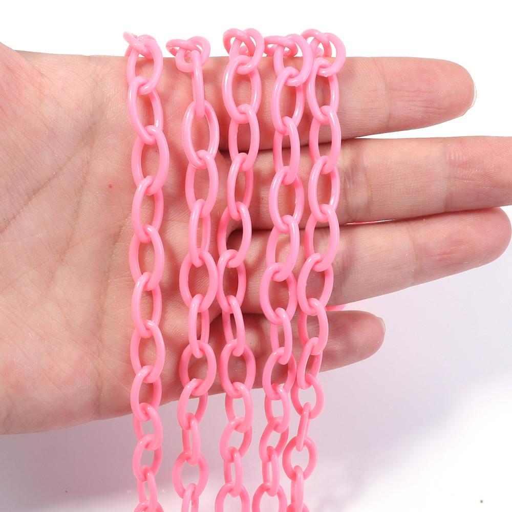 5pcs/lot 50cm Plastic Link Chain Colorful Extension Chains For Jewelry Making DIY Bracelet Necklace Phone Key Bag Chain Supplies