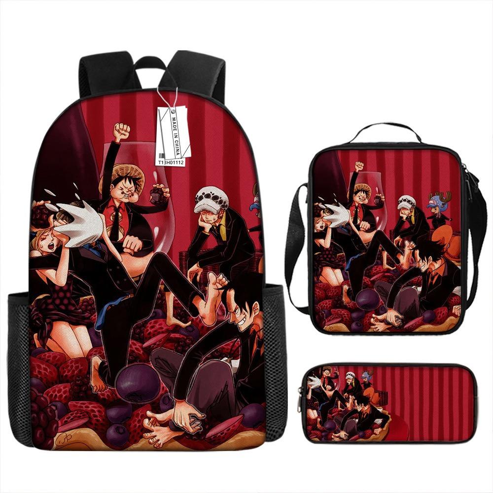 ONE PIECE Student School Bag Luffy Cartoon School Bag Boys Pencil Bag Voyage King Explosion