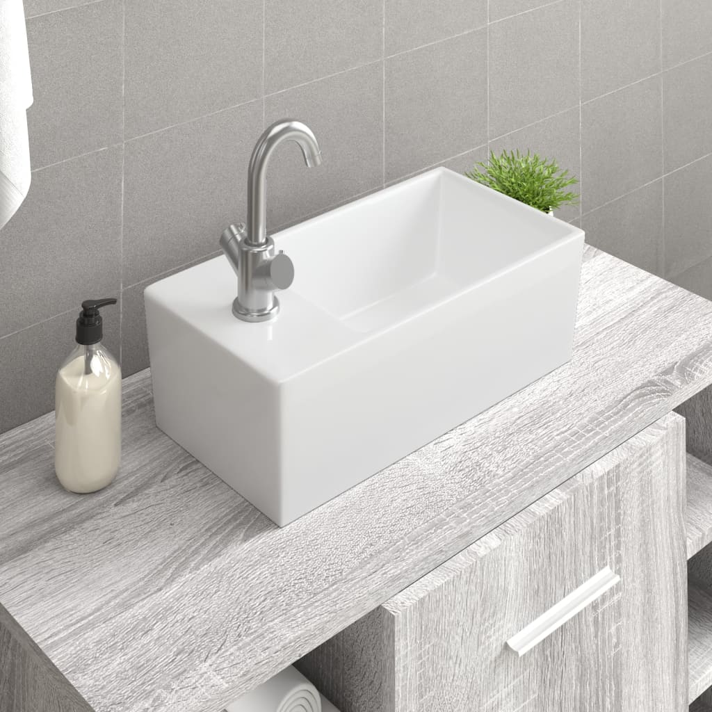 White Wash Basin 48 X 25 X 15 Cm Ceramic