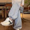 Women's Gray High-Waist Drapey Wide-Leg Sweatpants for Autumn/Winter