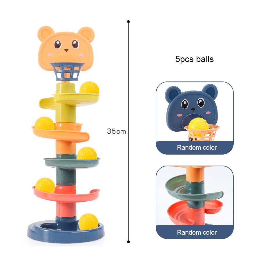 Игрушка-башня с шариками Монтессори для малышей 6–18 месяцев, Горка с катящимся шариком для координации рук и глаз и сенсорного развития