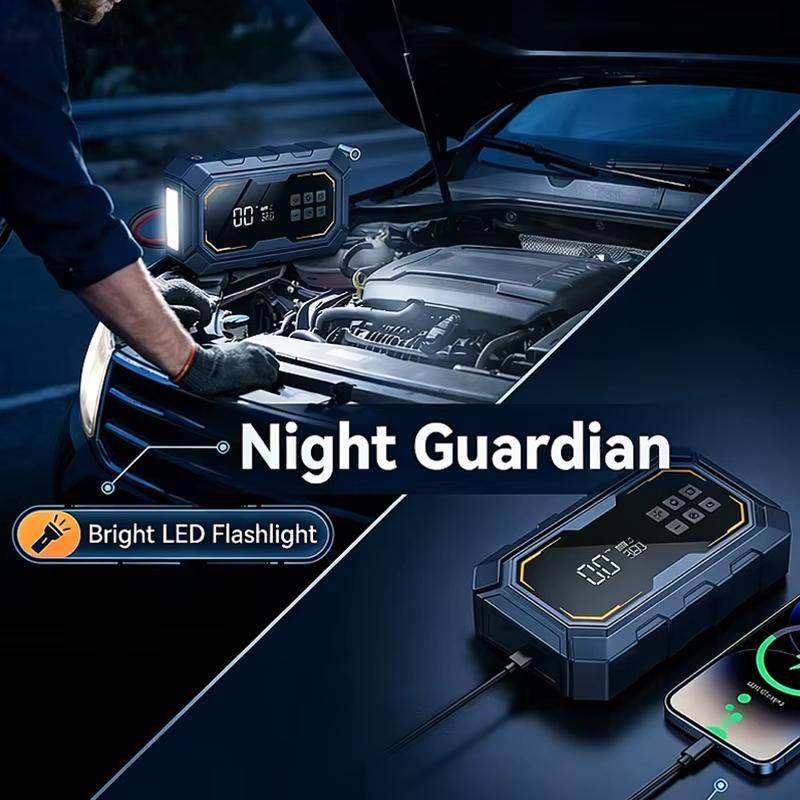 Portable 4 In 1 Car Jump Starter Air Compressor Tire Pump Led Lighting Power Bank 12V Car Battery Starter Car Battery Charger