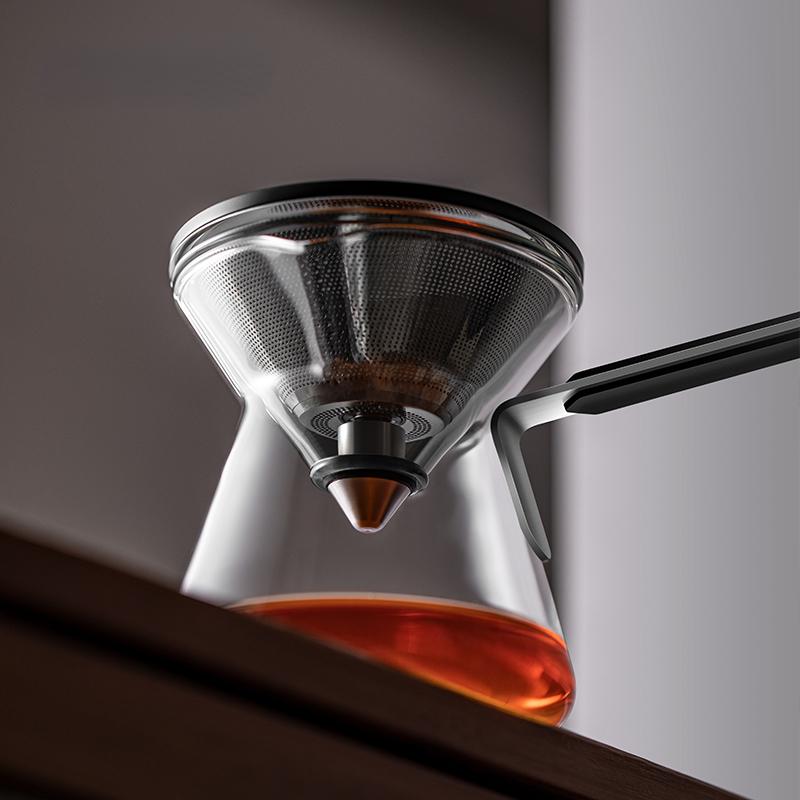 Elegant Cup Glass Teapot Magnetic Suction Tea Water Separation Home Office One-Click Filtering High-End Tea Set
