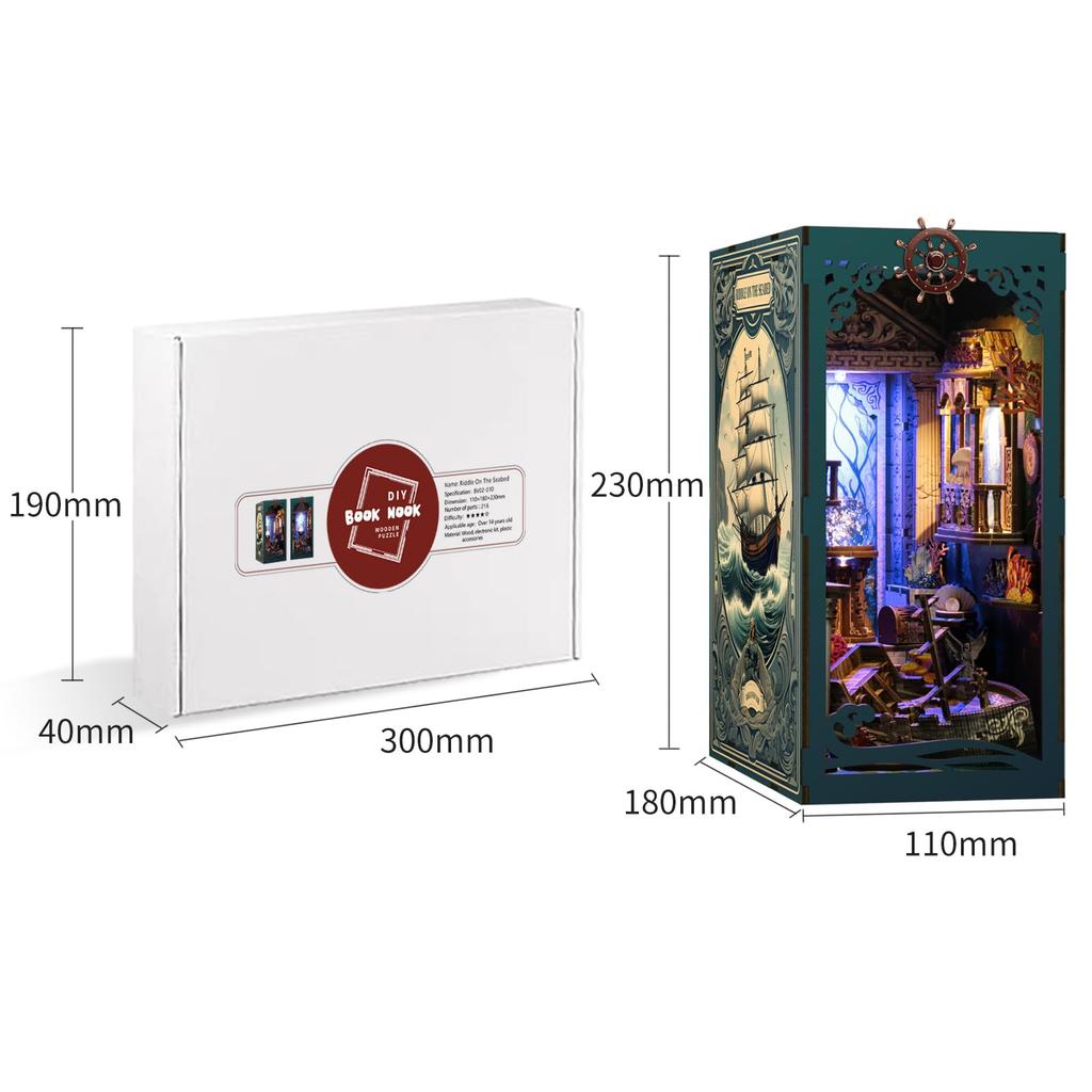 CRESYMME Miniature House Dollhouse Book Nook Kit Wooden DIY 3D Hobby Handmade Shadow On the (Mysterious Seabed)