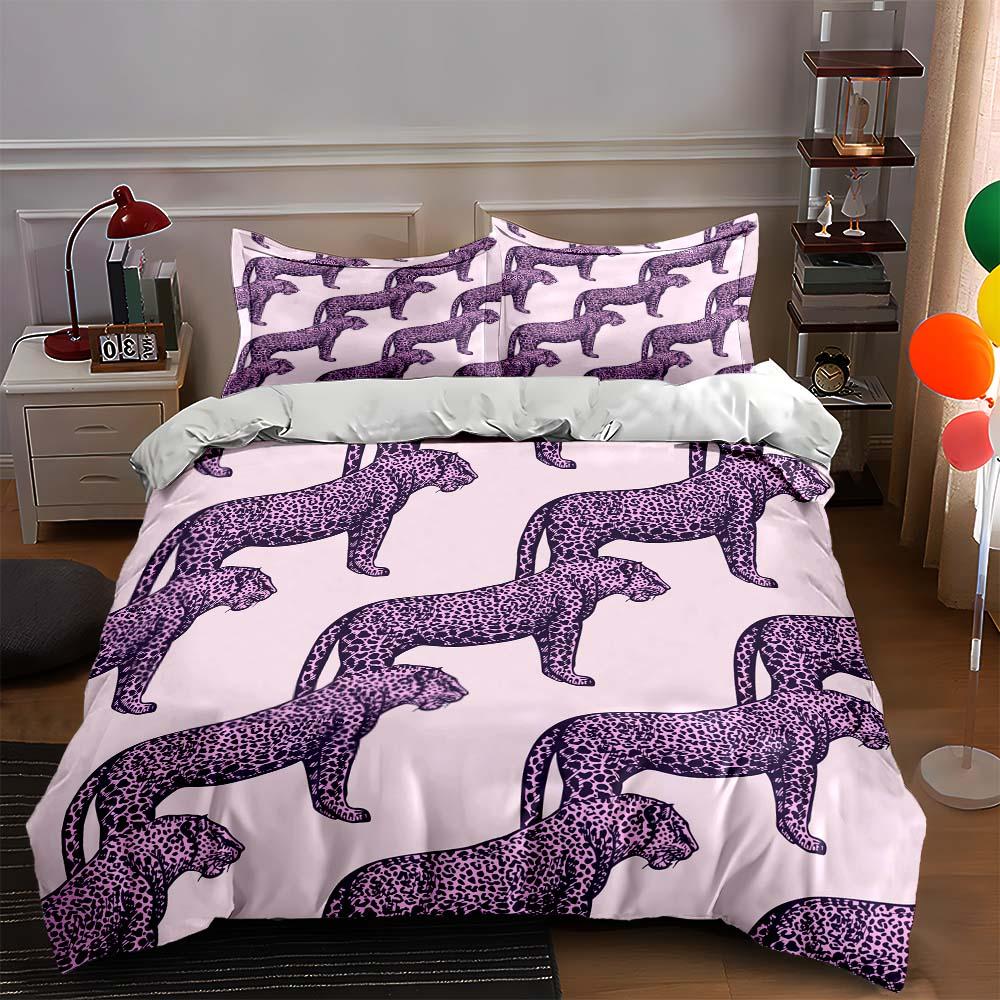 

Purple leopard silhouettes Bedding Duvet cover sets Duvet covers Pillowcases gifts (1 * Duvet Cover 2 * Pillowcases, without duvet insert) 135x200cm