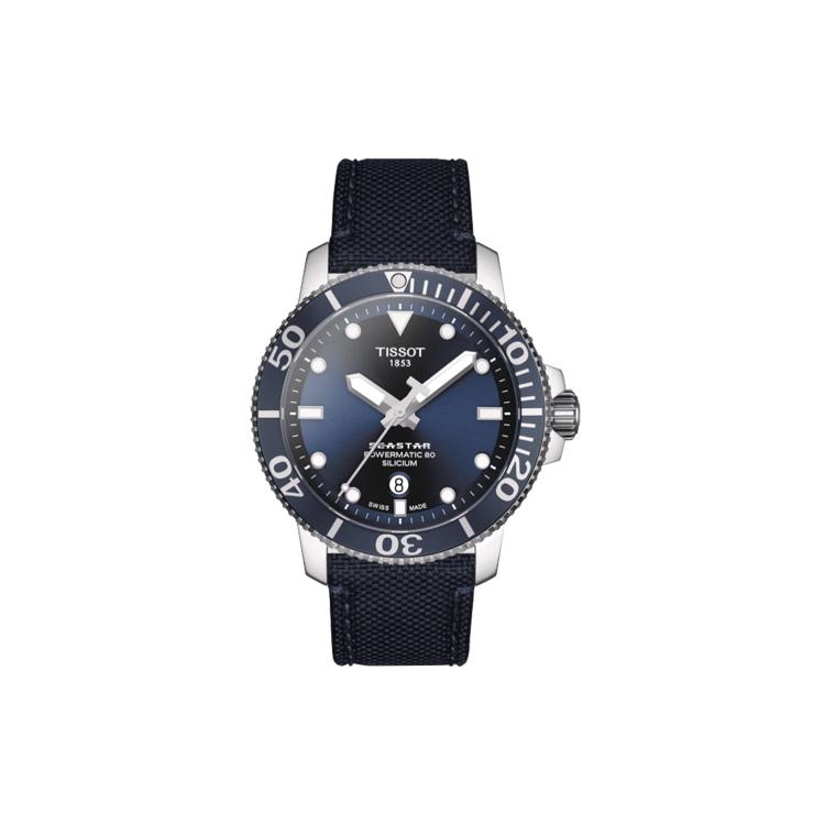 

TISSOT Starfish Collection Mechanical Movement Men s Watch 43mm Blue Dial Stainless Steel Case Fabric Strap T120.407.17.041.01 Blue Dial