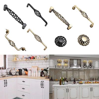 Decorative Antique Bronze Cabinet Handles Hardware Hollow Out Wardrobe Door Pullers Vintage Drawer Knobs Bathroom