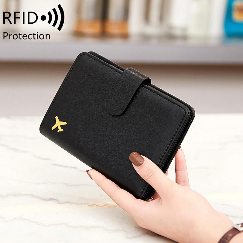 RFID travel passport set with passport holder and PU luggage label 2 pieces/set suitable for men and women's travel accessories