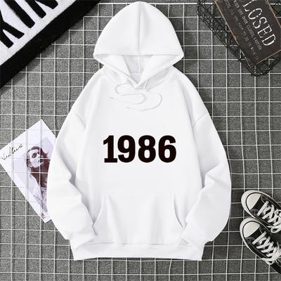 1986 Persönlichkeit Straße Stadt Buchstaben Print Trainingsanzug Damen Neuheit Mode Kapuzenpullover Locker Fleece Kapuzenpullover Lässige Bequeme Kleidung