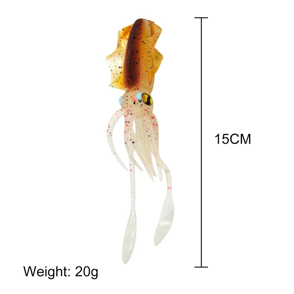 15cm 20g Silicone Soft Artificial Rubber Luminous/UV Squid Jig Fishing Lures For Sea Fishing Trolling Wobbler Bait Fishing Tackl