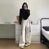 Women's Retro High-Waist Cargo Sweatpants - Three-Stripe, Wide-Leg, Casual Sportswear for Spring & Autumn