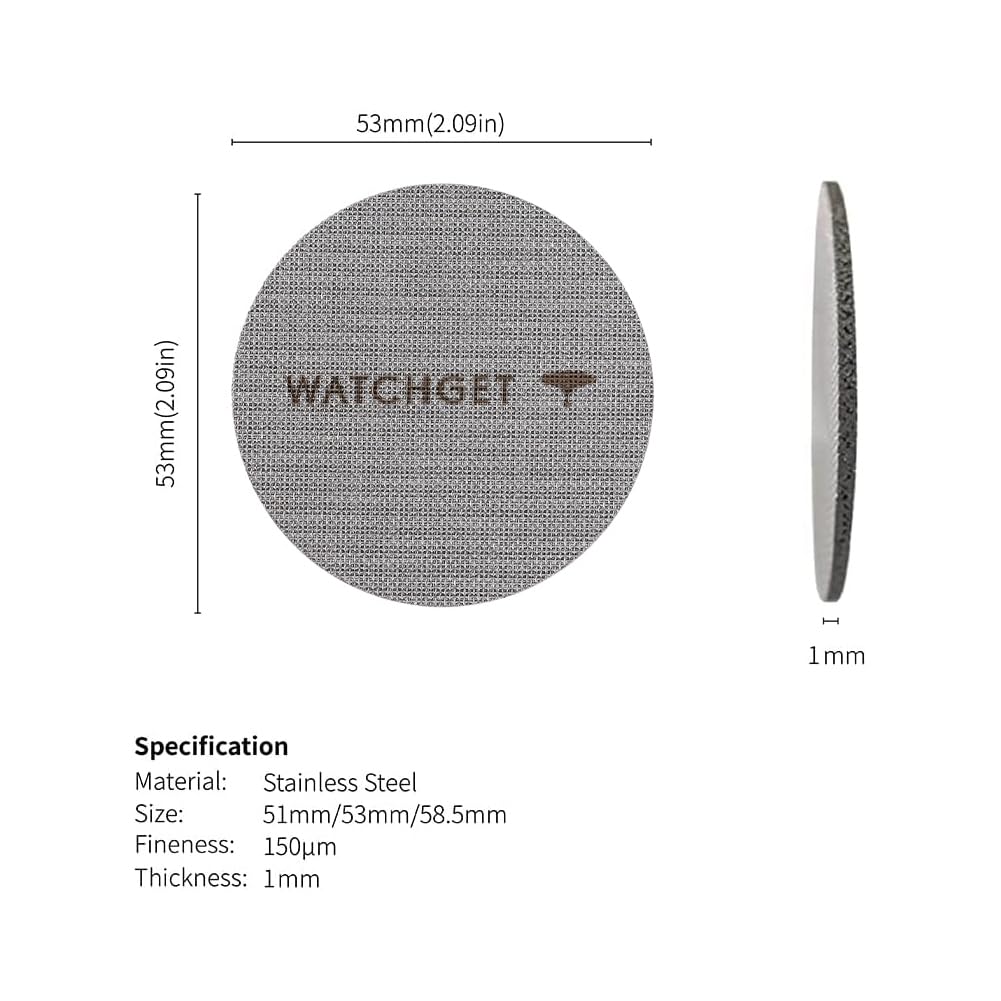 Watchget 515358.35mm Espresso Pack Screen 1mm Thick 150m Reusable Filter for Espresso Portafilter Basket Stainless Steel Fine Coffee Filter Mesh