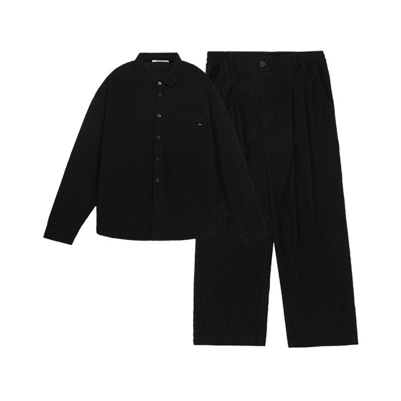 Bodydream Tree Texture Men's Long-Sleeved Shirt Autum Loose Lapel Jacket/Casual Pants Suit