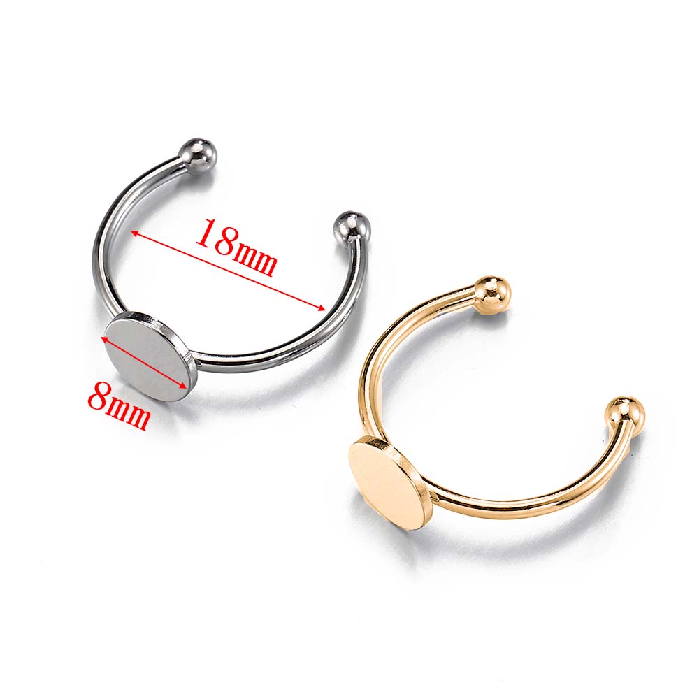 5/10 Stück Edelstahl Verstellbare Ringfassungen 6/8/10/12mm Rund Flach Leere Basis Glas Cabochons Ringfassung DIY Schmuckherstellung