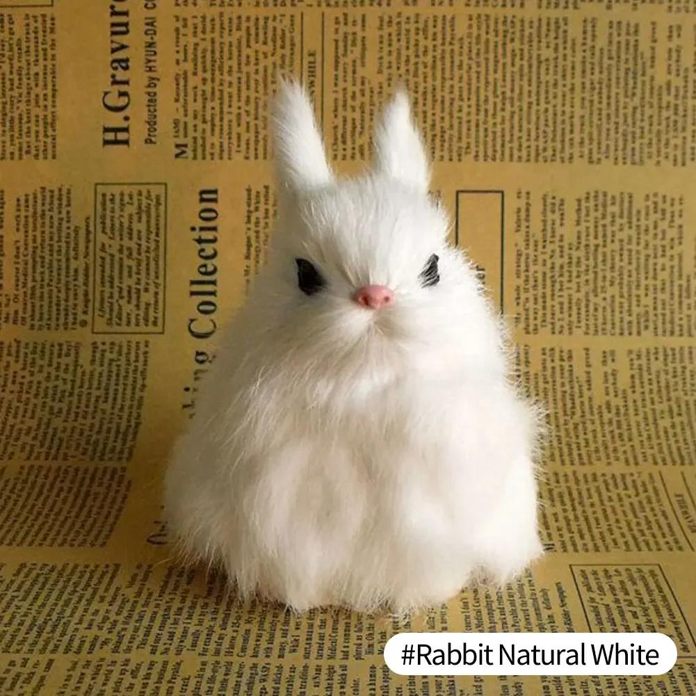 1pcs Mini Simulated Rabbit Animal Model Rabbit Household Decorations Rabbit Fur Crafts Gifts Living Room Decoration