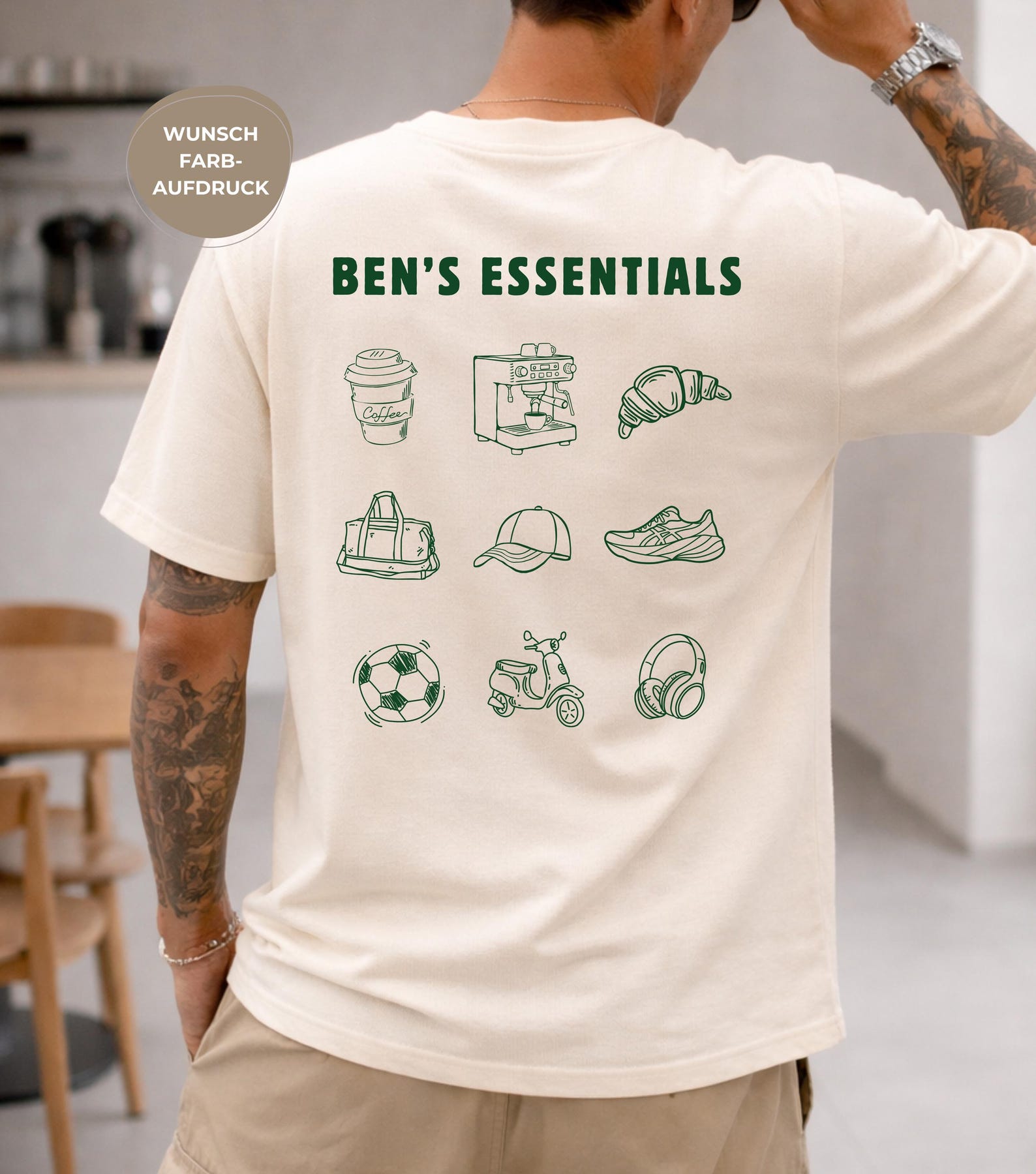Personalized Doodle T-Shirt – Custom Essentials Shirt – Gift for Partner – Individual Icon Shirt – Personalized Gift M