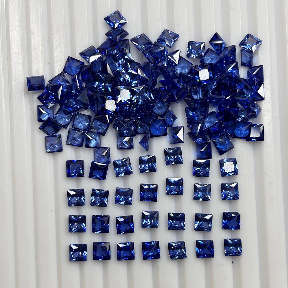 12.00 Ct Square Cut Natural Blue Sapphire Certified Loose Gemstone 5x5 mm Lot