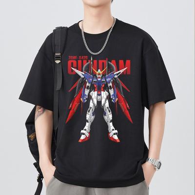 Anime Japonais Mobile Suit RX Gundam T-shirts d'été à manches courtes en coton imprimé Unisexes Femmes Harajuku Yk Streetwear Hauts Tee