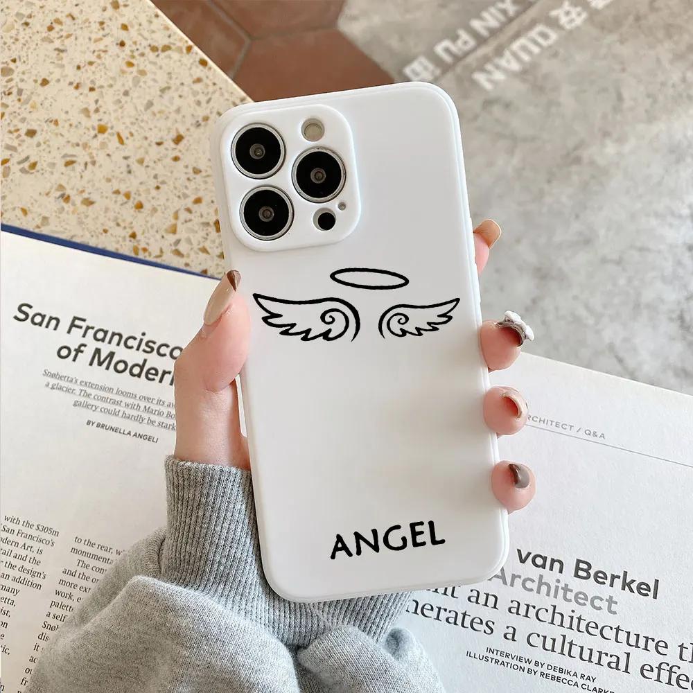 Cartoon Demon Angel Couple Phone Case for IPhone 15 14 13 12 11 Pro XS MAX 7 SE2 X XR 8 14 Plus Clear Soft Silicone Cover Fundas