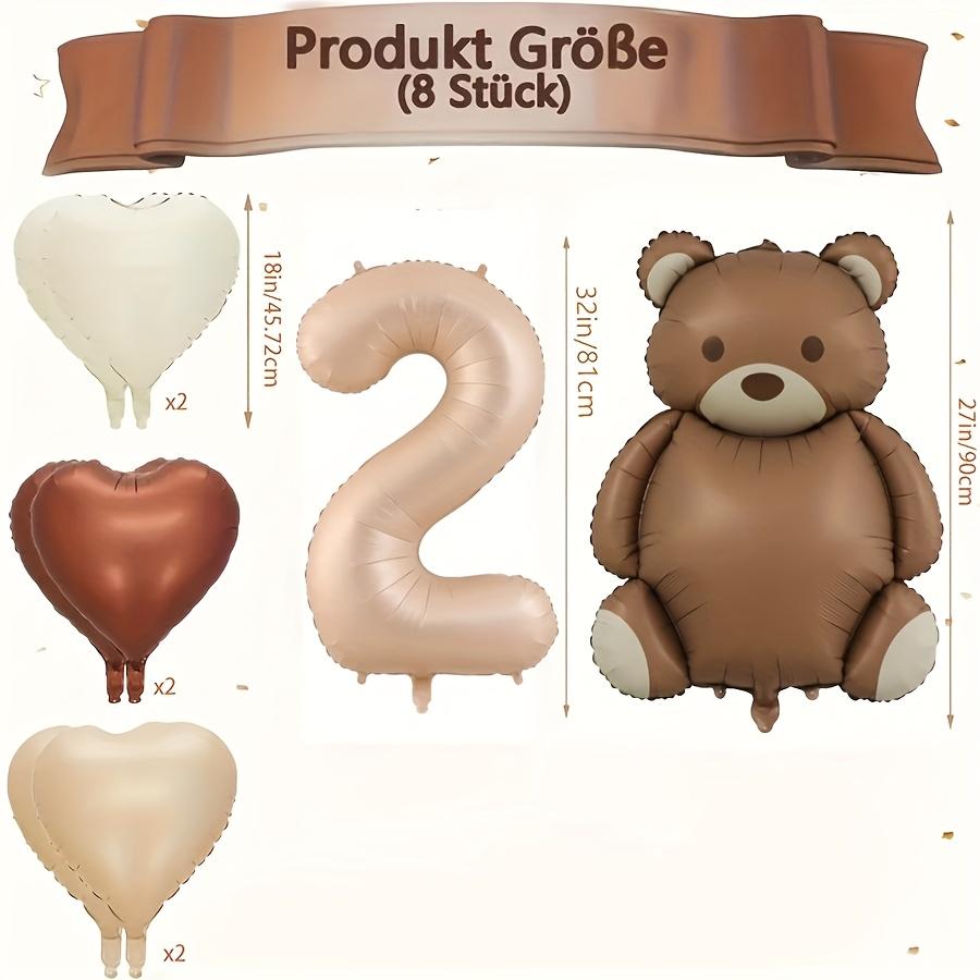 8Pcs Matte Frosted Brown Bear Aluminum Film Balloons Retro Caramel Cream White Love Balloons Birthday Party Festival Celebration