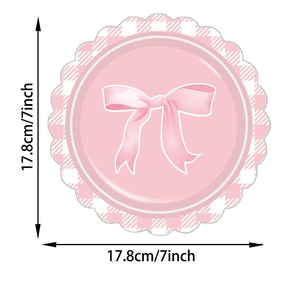 10pcs Pink Color Bow Themed Party Decoration Paper Plates Bow Shape Napkins Bachelorette Party