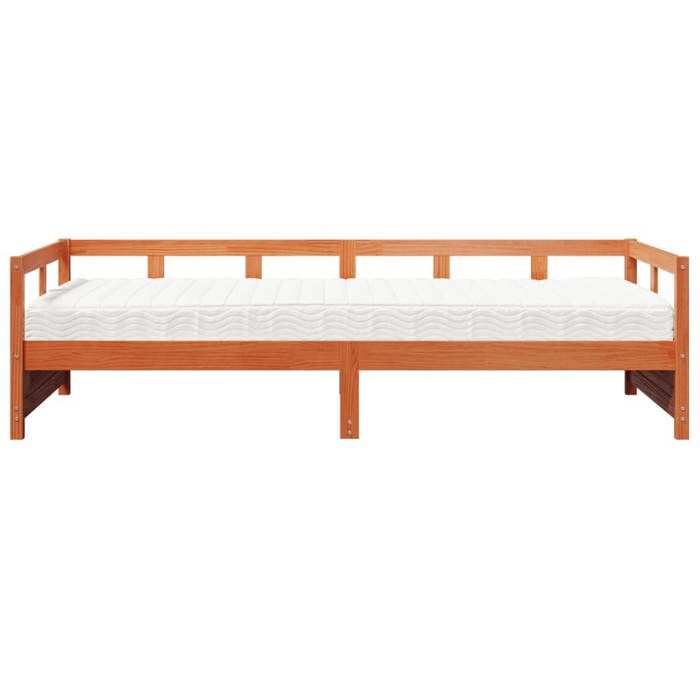 VidaXL Lit de jour avec matelas cire marron 80x200 cm bois pin massif, canapé-lit, lit d'appoint, lit de jour en bois, lit 3321049