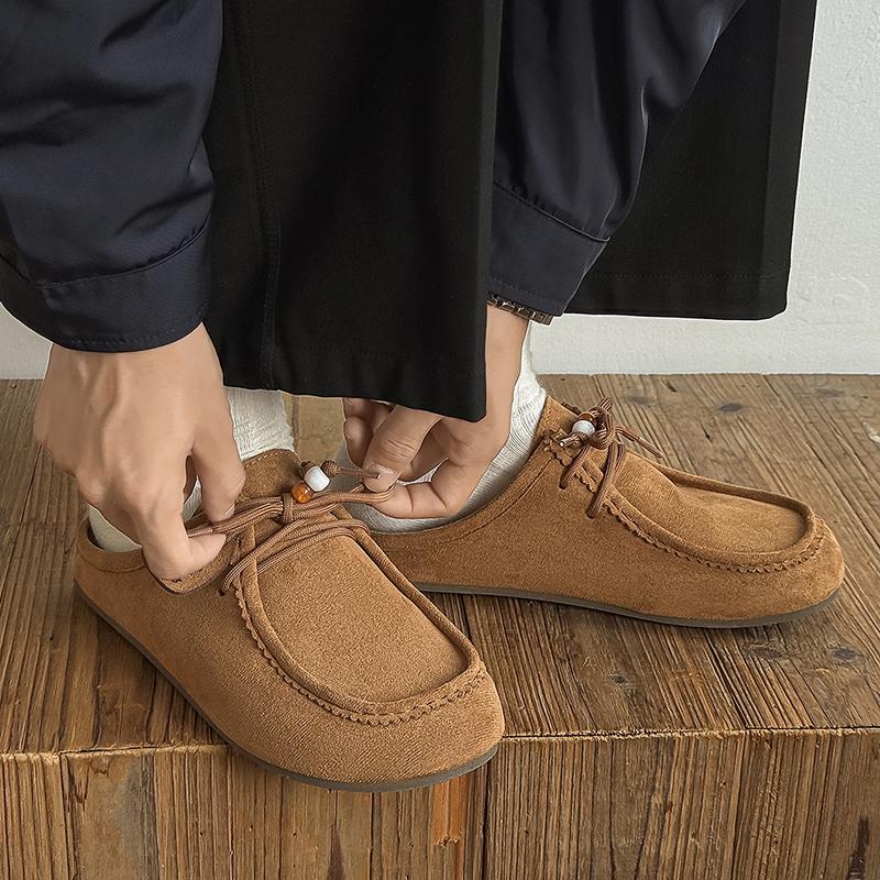 Fashion Retro Men's Half Slippers Outdoor Fashion Single Shoes Comfortable Casual Flat Shoes Cow Leather Slippers Soft Mules Potato Shoe