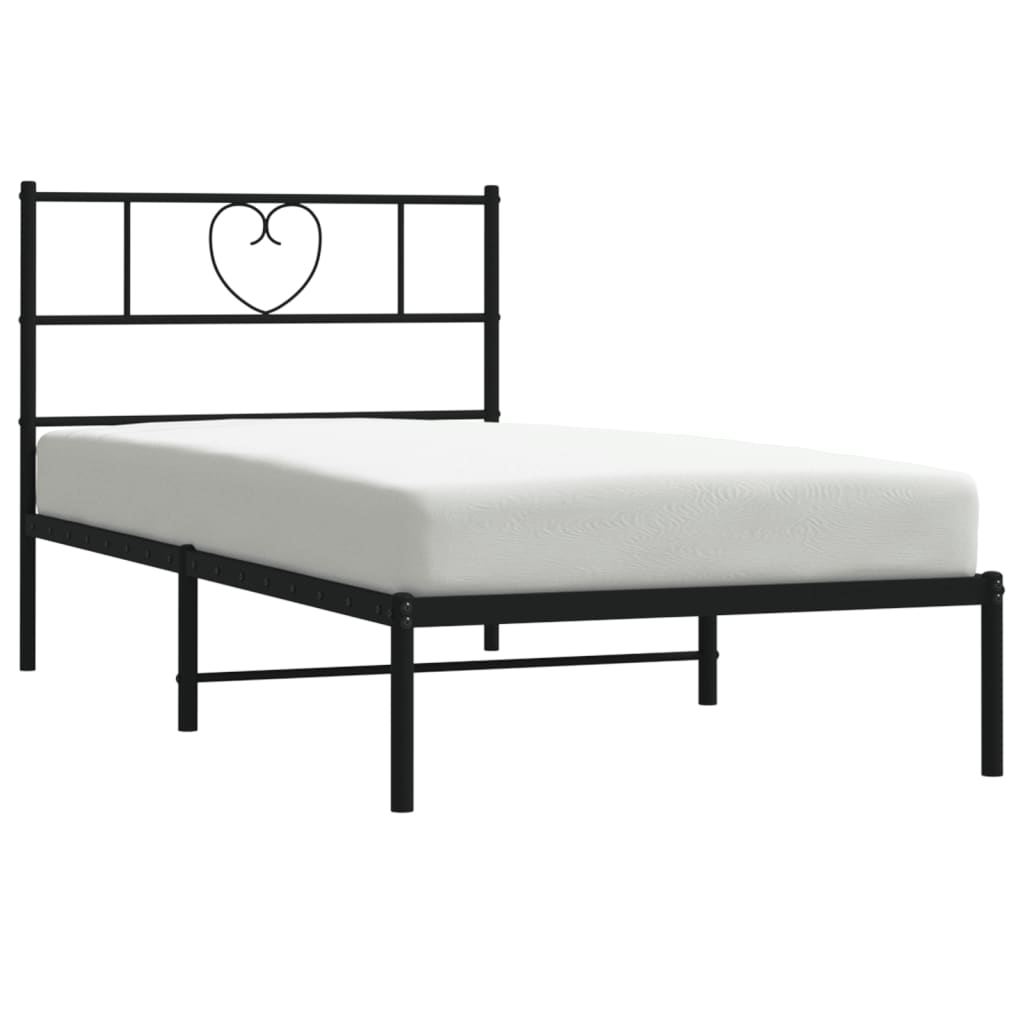 Vidaxl Metal Bed Frame with Headboard, Black, 80X200 Cm
